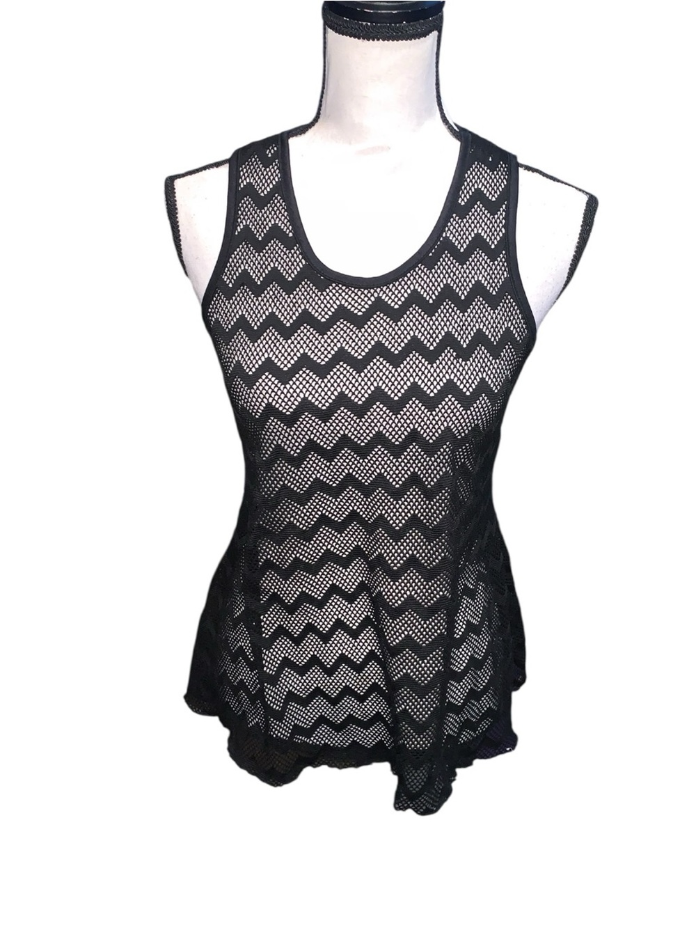 Girls XXL 18 Black Chevron Sheer Swimsuit Cover